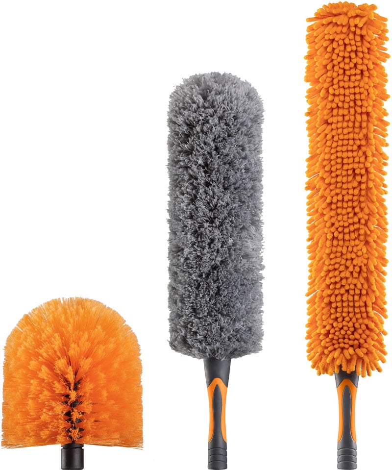 Extend-A-Reach Dusting Kit for Extension Pole or by Hand // Twist on Duster Cleaning Kit includes 3 attachments // Cobweb Brush // Feather Duster and Flexible Ceiling Fan Duster (Pole Sold Separately) - Image 1