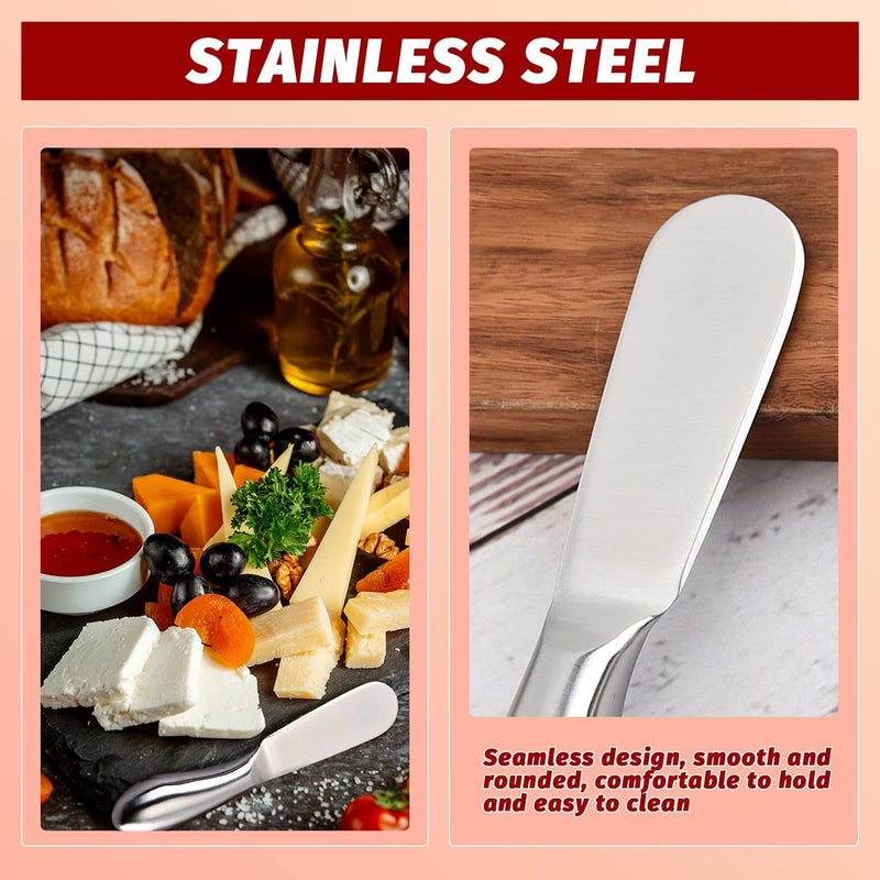Mlurcu Butter Knives 4 Pieces Stainless Steel Cheese Butter Spreader Knife Set for Cold Butter Cream Cheese Jam Pastry Charcuterie Multipurpose Kitchen Gadgets - Image 3