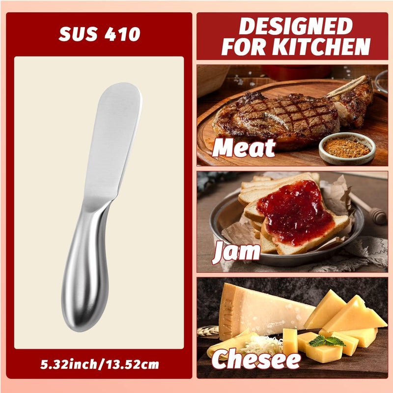 Mlurcu Butter Knives 4 Pieces Stainless Steel Cheese Butter Spreader Knife Set for Cold Butter Cream Cheese Jam Pastry Charcuterie Multipurpose Kitchen Gadgets - Image 2