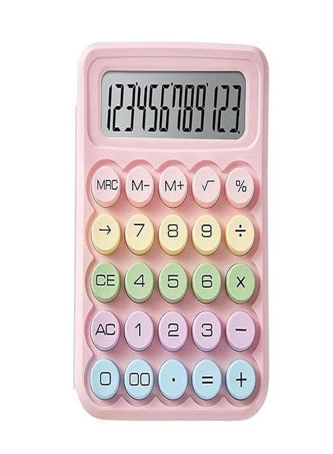 WROPZO Digit Basic Calculator Candy Mechanical Calculator Cute 12 Digit Large LCD Display Big Round Buttons Dual Power Portable Desktop Calculator for School Business Everyday Life Work Study - Image 1