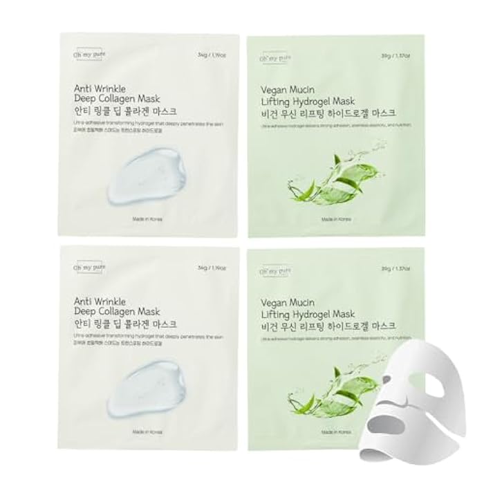 Oh My Pure Korean Collagen Face Mask Overnight 2+2 EA Luxury Skin Care (AntiWrinkle, Vegan Mucin) (Sampler 4) - Image 1
