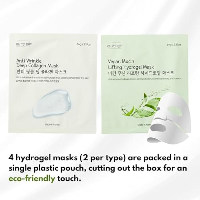 Oh My Pure Korean Collagen Face Mask Overnight 2+2 EA Luxury Skin Care (AntiWrinkle, Vegan Mucin) (Sampler 4) - Image 2
