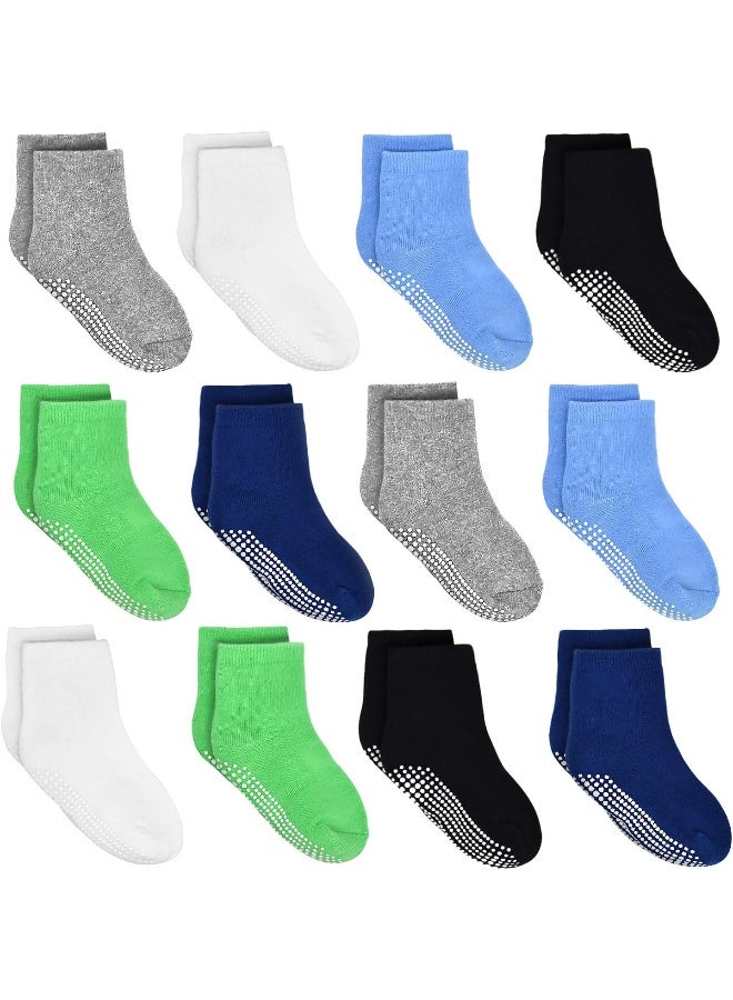 Tphon Tphon Kids Non Slip Toddler Boy Grip Socks 12 Pairs Anti Skid Sticky Socks for 1-10 Years Infants Baby Children - Image 1