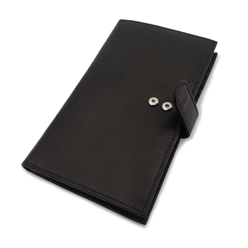 ag wallets محافظ جلدية أصلية للرجال طويلة الهوية 19 بطاقة ائتمان مع حماية RFID (أسود مع إغلاق بالضغط) - Image 1