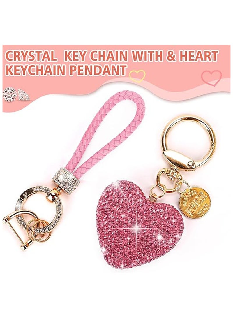 NNEWVANTE Car Keychain for Women with Rhinestone Heart Shape Bling Girl Cute Keychain for,Personalized Gift, Pink - Image 2