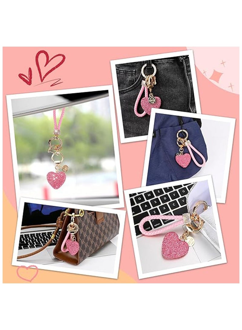 NNEWVANTE Car Keychain for Women with Rhinestone Heart Shape Bling Girl Cute Keychain for,Personalized Gift, Pink - Image 3