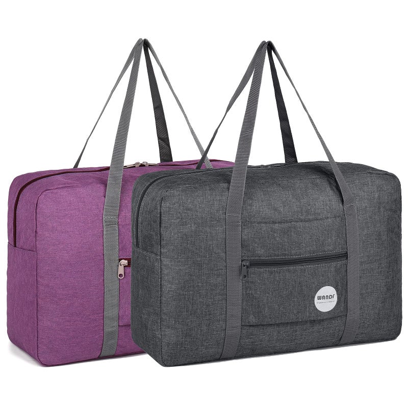 WANDF For Spirit Airlines Personal Item Bag 18x14x8 Travel Duffel Bag Underseat Foldable Carryon Luggage for WomenFDenim GreyPurple - Image 2