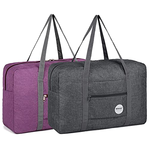 WANDF For Spirit Airlines Personal Item Bag 18x14x8 Travel Duffel Bag Underseat Foldable Carryon Luggage for WomenFDenim GreyPurple - Image 1