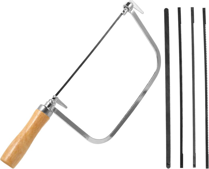 U-shaped Woodworking Handsaw Set with 5 Steel Blades, 7-inch Curve Saw for DIY Crafting and Precise Wood Cutting - Image 1