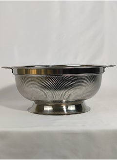 HTH Multipurpose Versatile Kitchen Gadgets Stainless Steel Colander Micro Perforated Strainer Drainer with Handle for Rice Fruits Vegetable Noodles Pasta Beans Grains Washing Filter Basket for Kitchen Bowl Storing and Straining Purpose 24/27/30/33/36 cm  - Image 2