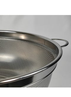 HTH Multipurpose Versatile Kitchen Gadgets Stainless Steel Colander Micro Perforated Strainer Drainer with Handle for Rice Fruits Vegetable Noodles Pasta Beans Grains Washing Filter Basket for Kitchen Bowl Storing and Straining Purpose 24/27/30/33/36 cm  - Image 3
