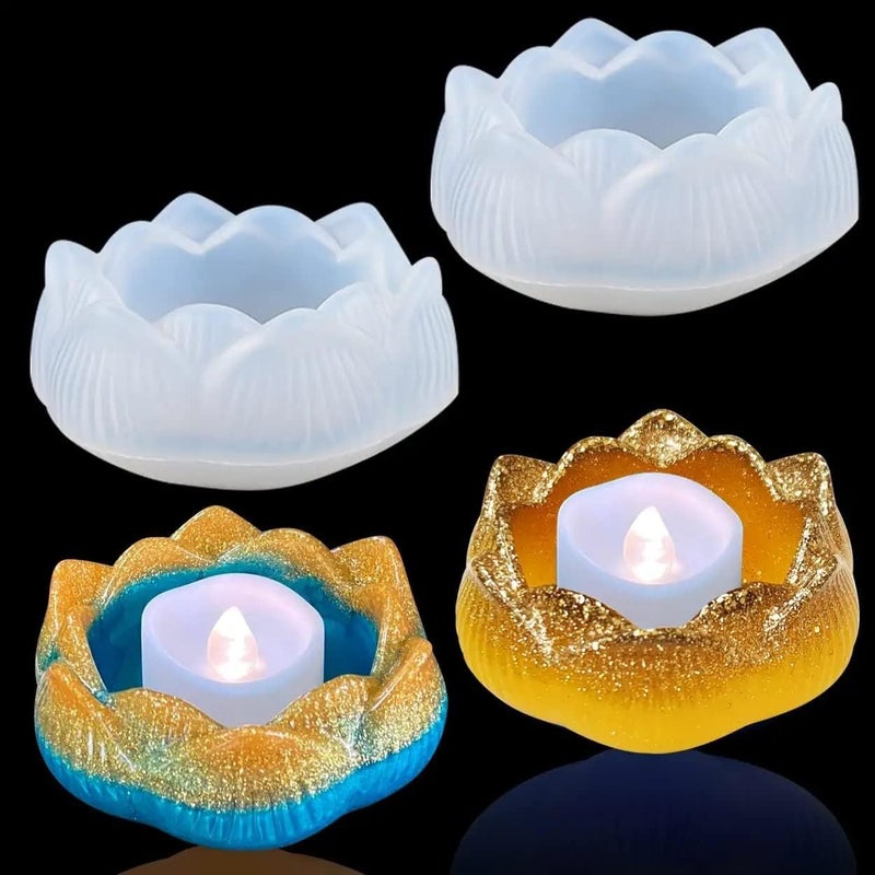 GBC Art t Light Holder Lotus Mould, Large Lotus Jewelry Box Molds Casting Epoxy Molds Silicone Candlestick Molds Ashtray Resin Mould for DIY Jewelry Storage Plate Home Decor Supplies | 1 PCS  - Image 2