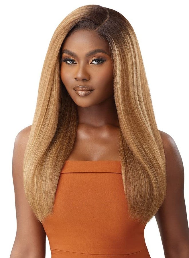 Outre - 5X5 Lace Closure Wig - Human Hair Blend - Kinky Straight 24" (DR4/HONEY BROWN) - Image 5
