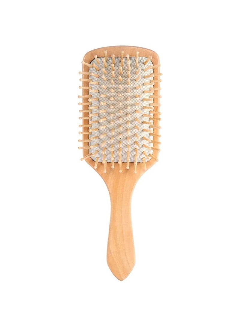 AMM Natural Wooden Anti Static Comb/Healthy Cushion Airbag Hair Care Massage Brush (White) - Image 1