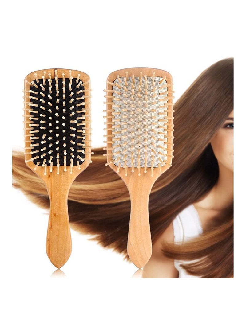 AMM Natural Wooden Anti Static Comb/Healthy Cushion Airbag Hair Care Massage Brush (White) - Image 3