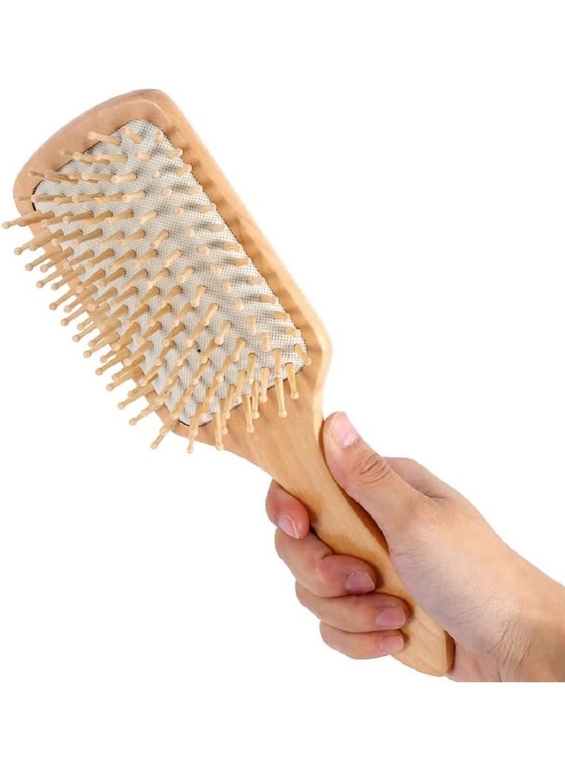 AMM Natural Wooden Anti Static Comb/Healthy Cushion Airbag Hair Care Massage Brush (White) - Image 4