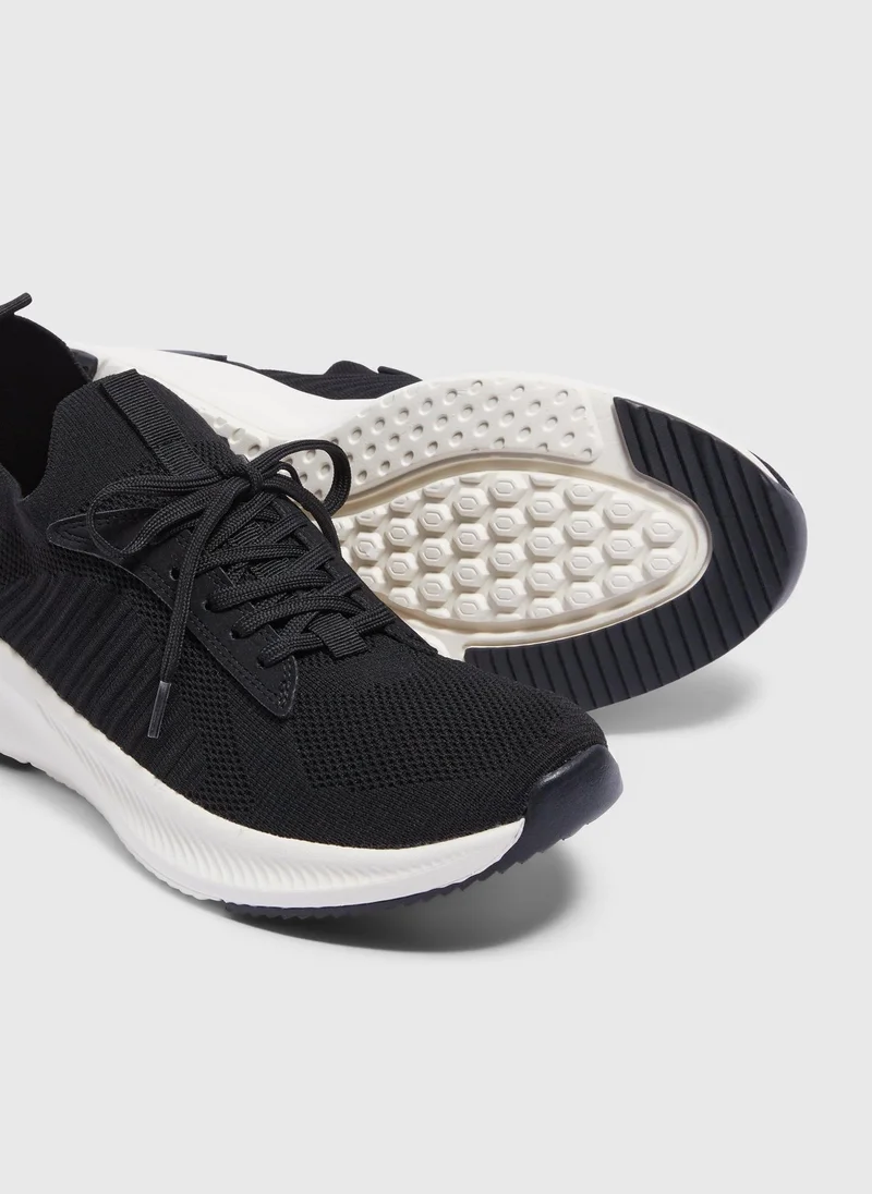 Matalan Black Knitted Sports Runner Trainers