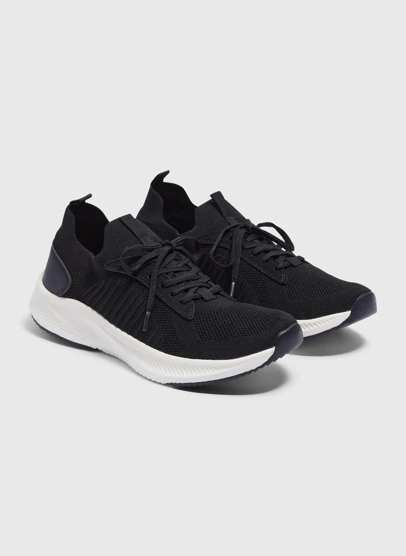 Matalan Black Knitted Sports Runner Trainers