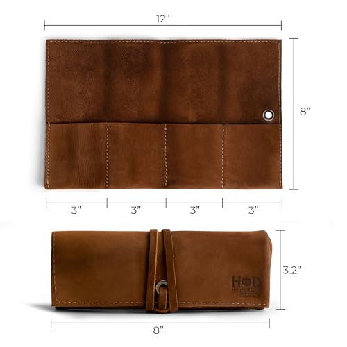 Hide & Drink, Leather Watch Roll Organizer Handmade from Full Grain Leather, Holds Up to 4 Watches, Easy Carry On Watchlover Storage (Swayze Suede) - Image 4