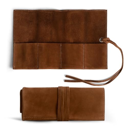 Hide & Drink, Leather Watch Roll Organizer Handmade from Full Grain Leather, Holds Up to 4 Watches, Easy Carry On Watchlover Storage (Swayze Suede) - Image 2