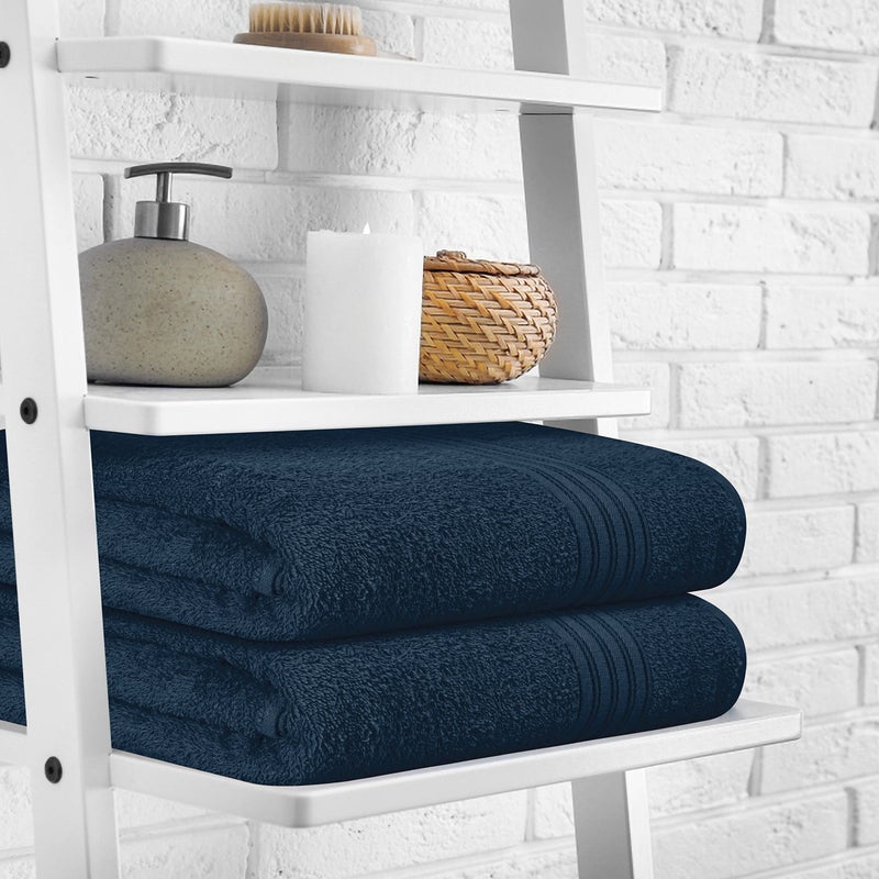 BOUTIQUO Cotton 2 Pack Bath Towel Set 28x55  Eco-Friendly Large Bath Towels  Compact Quickdry Lightweight Soft & Highly Absorbent Bath Towel  Ideal for Everyday Gym Travel Camp Pool - Mineral Blue - Image 3
