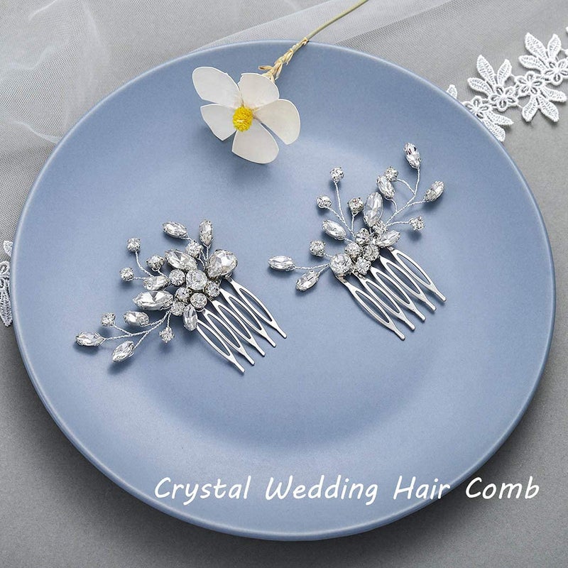 Unicra Bride Silver Wedding Hair Comb Rhinestone Bridal Headpiece Sparkly Crystal Hair Accessorie for Women and Girls (A-Silver) - Image 3