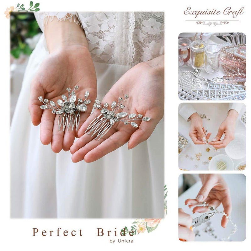 Unicra Bride Silver Wedding Hair Comb Rhinestone Bridal Headpiece Sparkly Crystal Hair Accessorie for Women and Girls (A-Silver) - Image 4