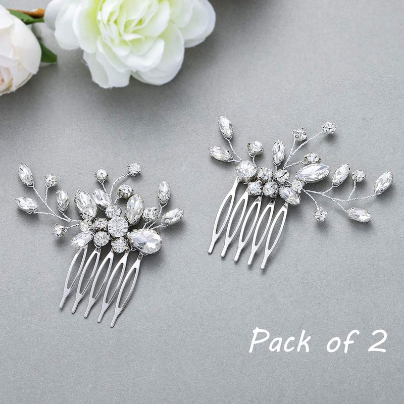 Unicra Bride Silver Wedding Hair Comb Rhinestone Bridal Headpiece Sparkly Crystal Hair Accessorie for Women and Girls (A-Silver) - Image 5