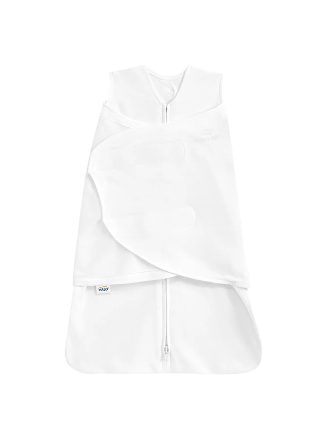Halo Baby Sleeping Bag Swaddle, 1.5 Tog Sleepsack, 100% Cotton, White Sleeping Sack For Newborn Babies, Easy Zip Access Nappy Change, Wearable Blanket Grow Bag, Boys And Girls, 0 - 3 Months
