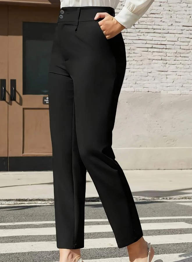 Take Two Solid Pocket Detail Straight Leg Pants