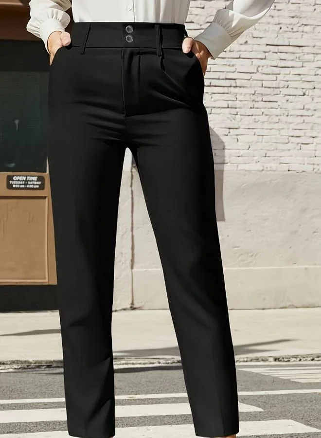 Take Two Solid Pocket Detail Straight Leg Pants