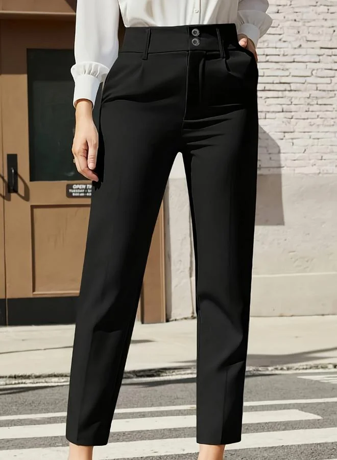 Take Two Solid Pocket Detail Straight Leg Pants