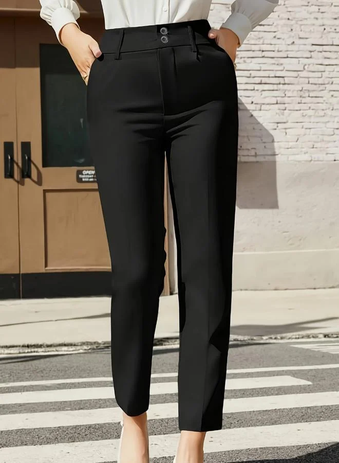 Take Two Solid Pocket Detail Straight Leg Pants