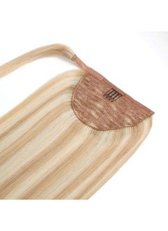 ABH AMAZINGBEAUTY HAIR Clip In Ponytail For Women Remy Human Hair Wrap In Easy To Use 80 Gram Dirty Blonde With Platinum Blonde Highlights P1260 Color 16 Inch  - Image 5