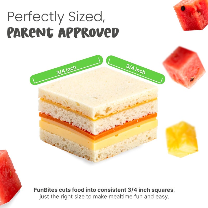 FUNBITES Sandwich Cutter for Kids Lunch, Mini Cookie Cutters, Bento Box Accessories, Cuts Food into Bite-Size Shapes for Toddler Lunch, Great for picky eaters - Green Squares 1pk - Image 5