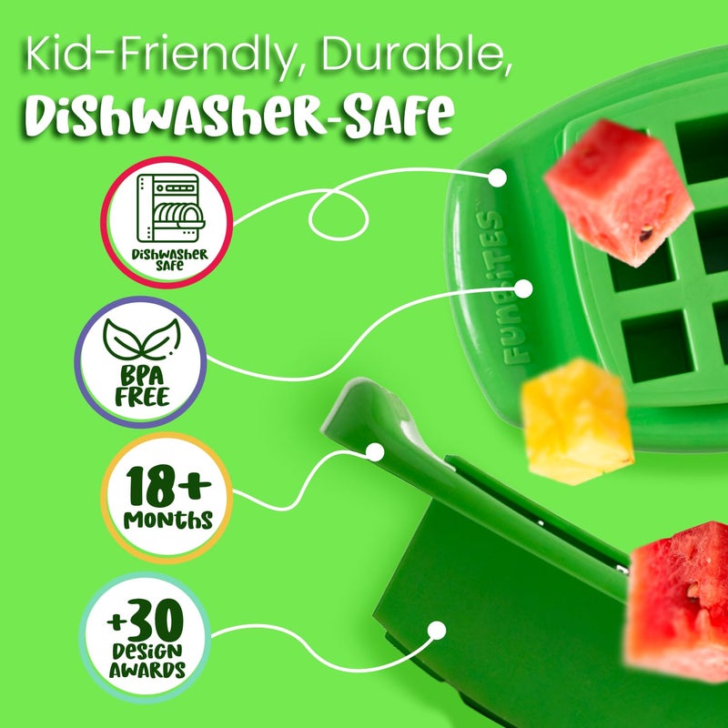 FUNBITES Sandwich Cutter for Kids Lunch, Mini Cookie Cutters, Bento Box Accessories, Cuts Food into Bite-Size Shapes for Toddler Lunch, Great for picky eaters - Green Squares 1pk - Image 3