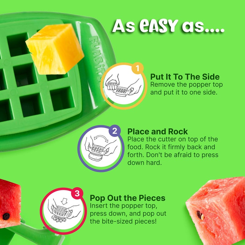 FUNBITES Sandwich Cutter for Kids Lunch, Mini Cookie Cutters, Bento Box Accessories, Cuts Food into Bite-Size Shapes for Toddler Lunch, Great for picky eaters - Green Squares 1pk - Image 4