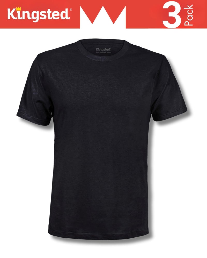 Kingsted Men's T-Shirts Pack - Royally Comfortable - Super Soft Cotton Blend - Short Sleeve Tagless Crewneck - Plain Colored Classic Tees (3 Pack, Monochrome, 2X-Large) - Image 4