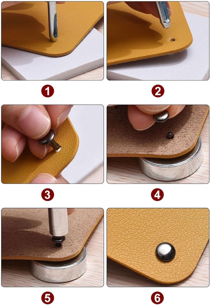 100 Pieces Metal Snap Fasteners Double and Single Cover Snap Fasteners for DIY Repair Belts Bags Leather Clothes Multi Size and Colors Choose Your Business (Gold*Black9*9ml) - Image 1