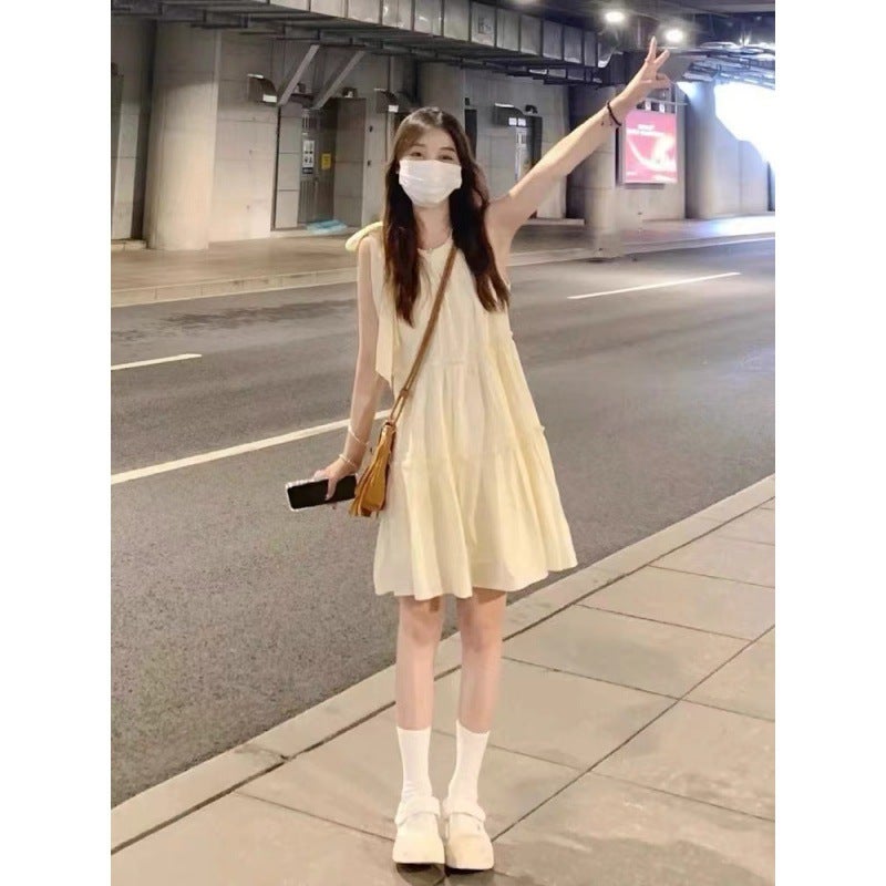 فستان كوري بقصة A بدون أكمام برقبة حمالة للنساء للصيف والشاطئ - Image 4