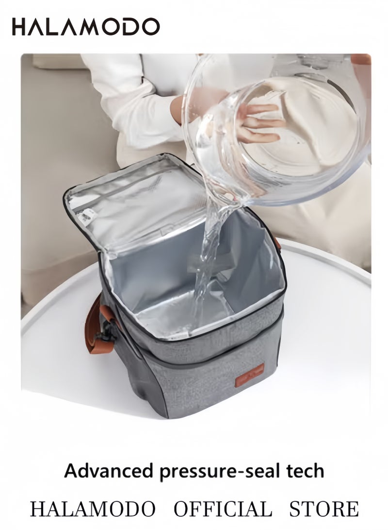 هالامودو حقيبة غداء كبيرة معزولة وصندوق غداء ناعم ومبرد مع حزام كتف قابل للإزالة وصندوق منظم حراري واسع مفتوح لتحضير الوجبات للبالغين والرجال والنساء - Image 4