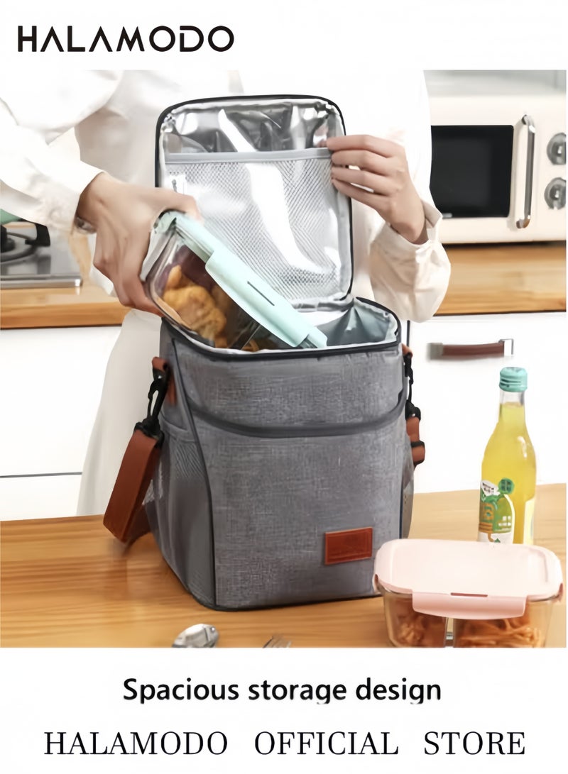 هالامودو حقيبة غداء كبيرة معزولة وصندوق غداء ناعم ومبرد مع حزام كتف قابل للإزالة وصندوق منظم حراري واسع مفتوح لتحضير الوجبات للبالغين والرجال والنساء - Image 5