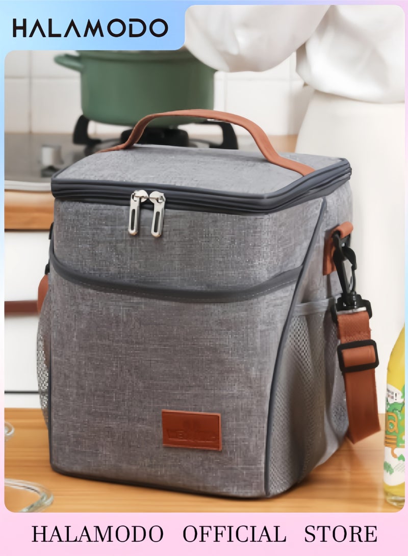هالامودو حقيبة غداء كبيرة معزولة وصندوق غداء ناعم ومبرد مع حزام كتف قابل للإزالة وصندوق منظم حراري واسع مفتوح لتحضير الوجبات للبالغين والرجال والنساء - Image 1
