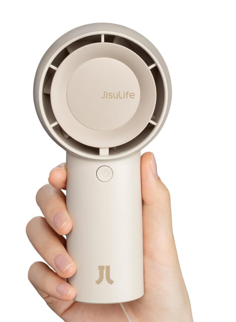 JISULIFE Handheld Portable Turbo Fan 16H Max Cooling Time, 4000mAh USB Rechargeable Personal Battery Operated Mini Small Pocket Fan with 5 Speeds forTravel/Outdoor/Home/Office - Brown - Image 1