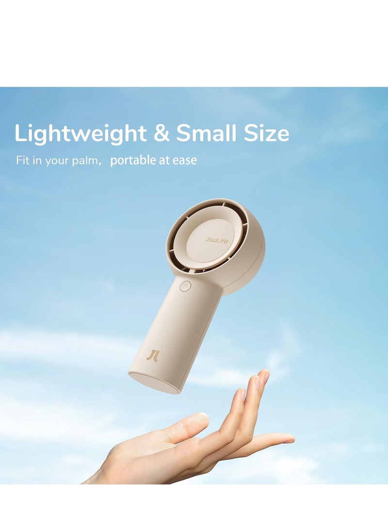 JISULIFE Handheld Portable Turbo Fan 16H Max Cooling Time, 4000mAh USB Rechargeable Personal Battery Operated Mini Small Pocket Fan with 5 Speeds forTravel/Outdoor/Home/Office - Brown - Image 4