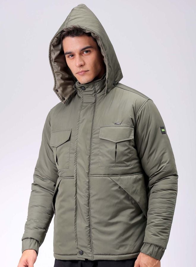 The Indian Garage Co Men Slim Fit Solid Puffer Jackets  - Image 2