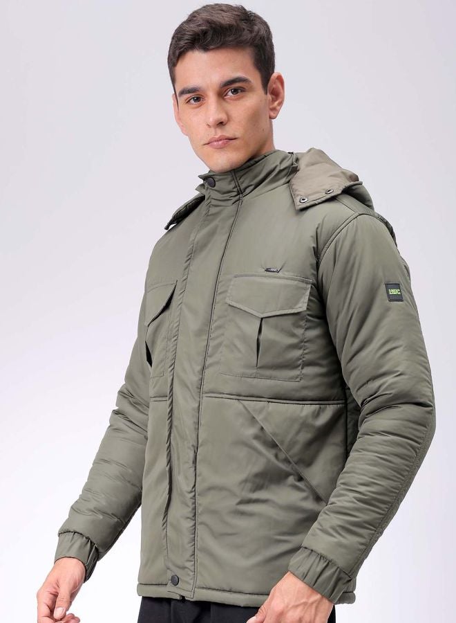 The Indian Garage Co Men Slim Fit Solid Puffer Jackets  - Image 3