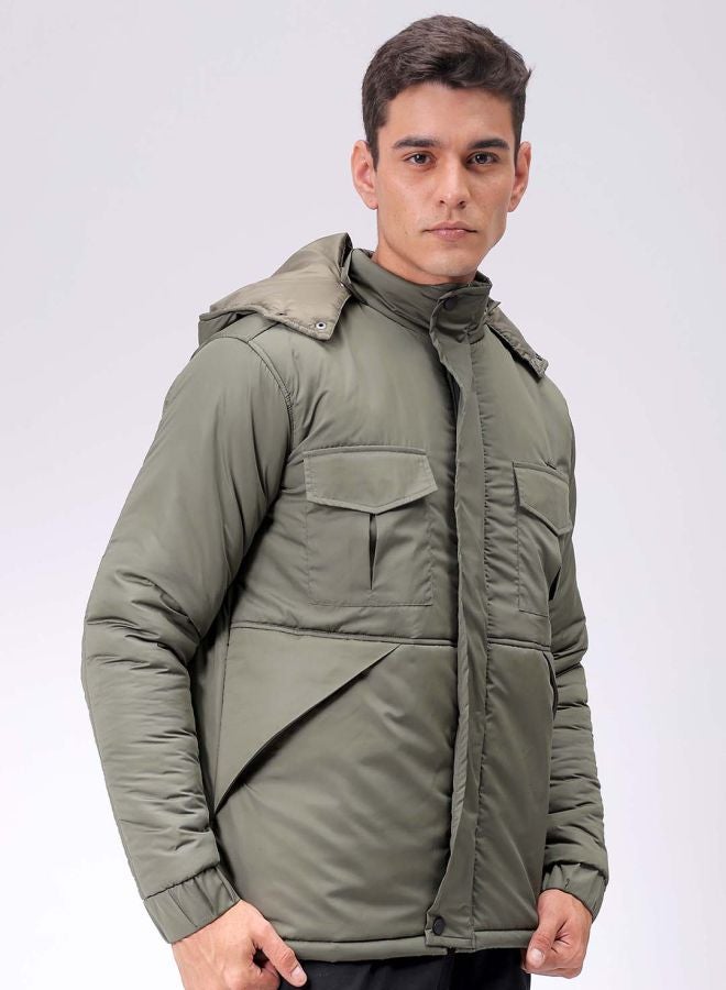 The Indian Garage Co Men Slim Fit Solid Puffer Jackets  - Image 4