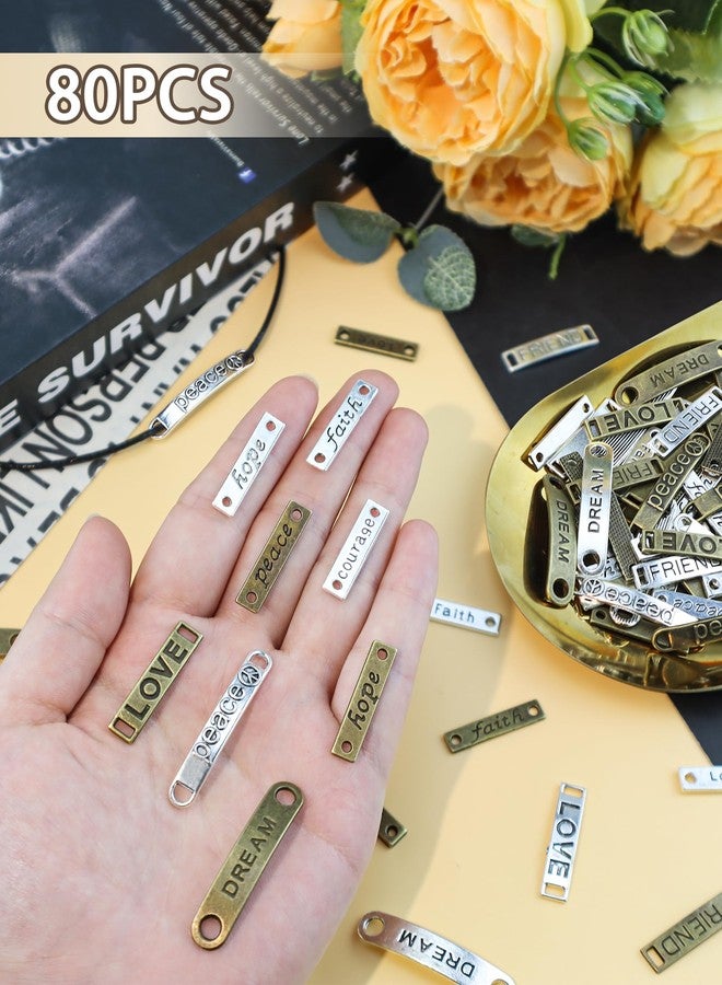 JIALEEY Mixed Words Letters Connector Pendants Beads Charms for Crafting, Jewelry Findings Making Accessory for DIY Necklace Bracelet 80pcs(110g) - Image 4