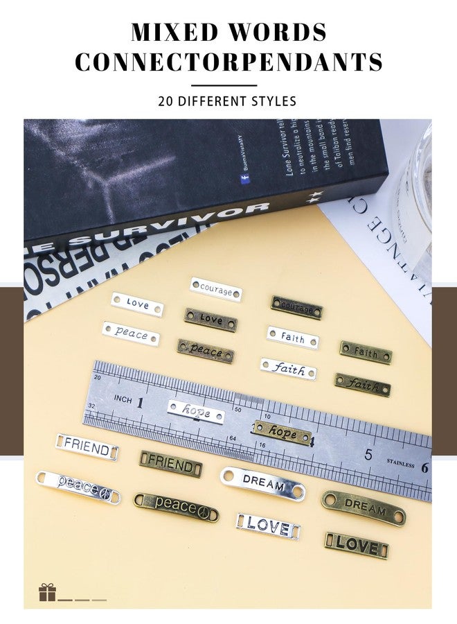 JIALEEY Mixed Words Letters Connector Pendants Beads Charms for Crafting, Jewelry Findings Making Accessory for DIY Necklace Bracelet 80pcs(110g) - Image 2